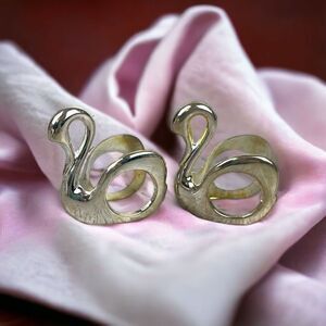 International Silver Company Vintage Swan Napkin Ring Silver Plated Set of 2
